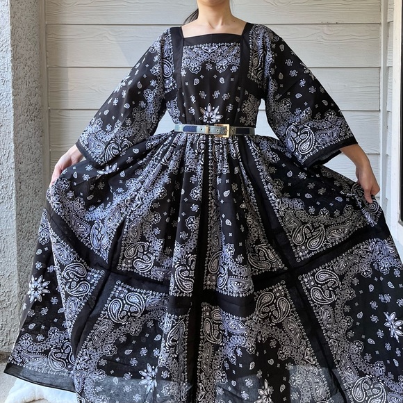 Vintage Dresses Handmade Bandana Maxi Dress Black Poshmark